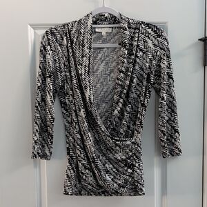 Chaus Monochrome Abstract Wrap Top